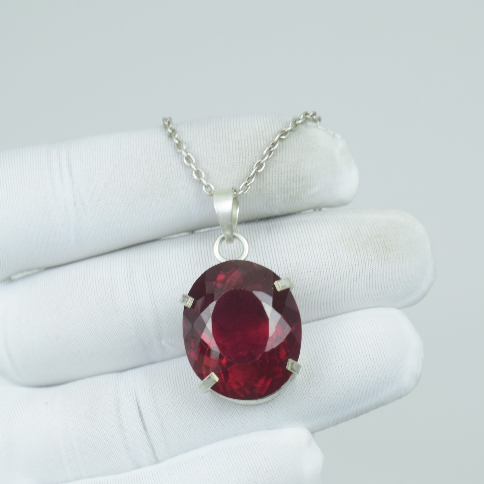 Anniversary and Christmas Gift Red Ruby Necklace Jewelry, Crystal 925 Sterling,