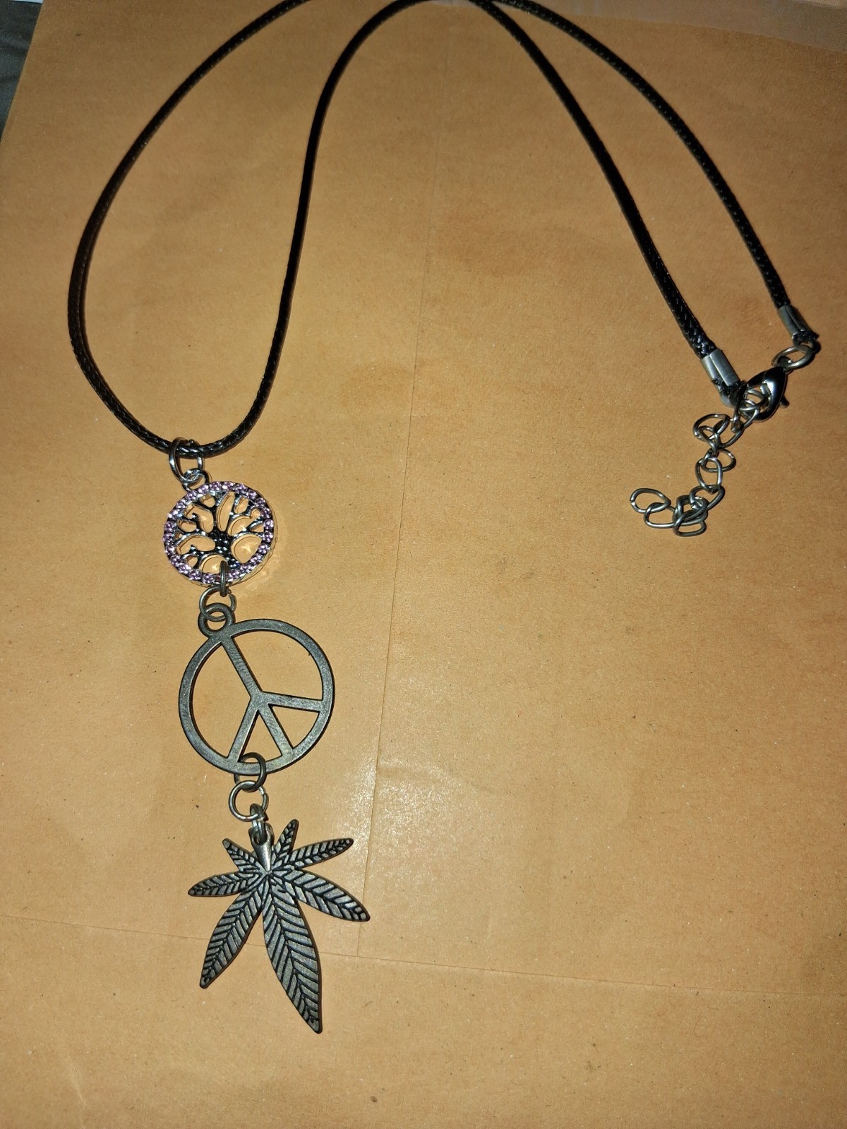 Boho Hippie , Peace, Necklace 16 Inches Cute Usa Seller