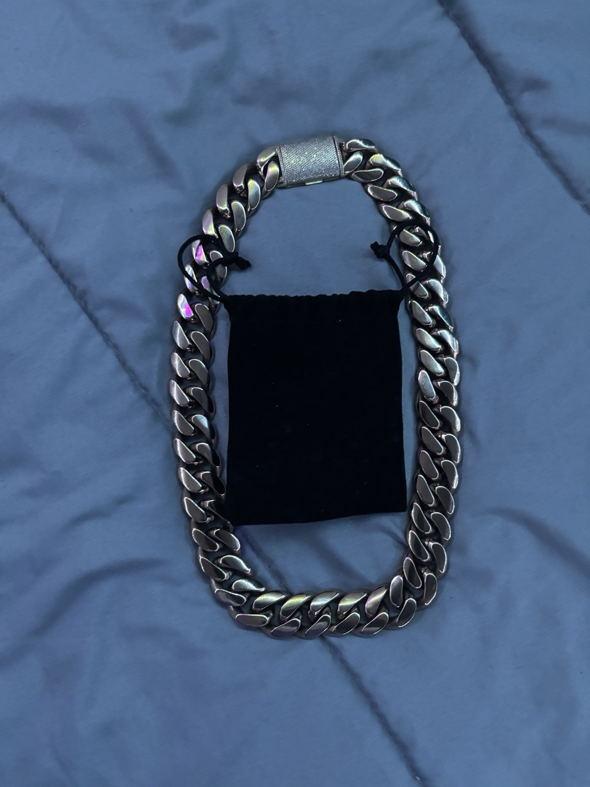 22mm 24 inch Cuban Link Chain Diamond Lock with Box Clasp,