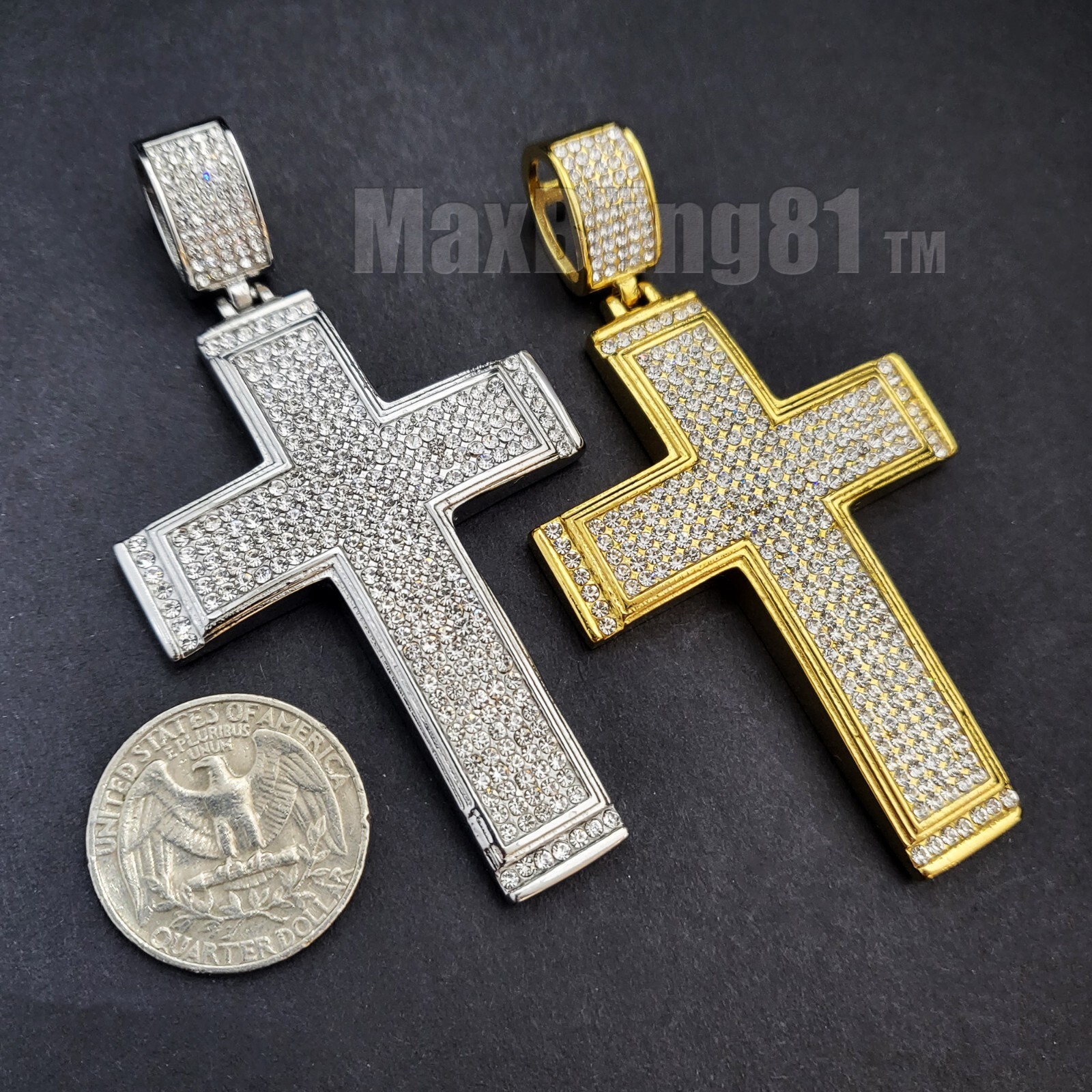 Hip Hop Stainless steel Simulated Diamond Large Cross Full Iced Charm Pendant
