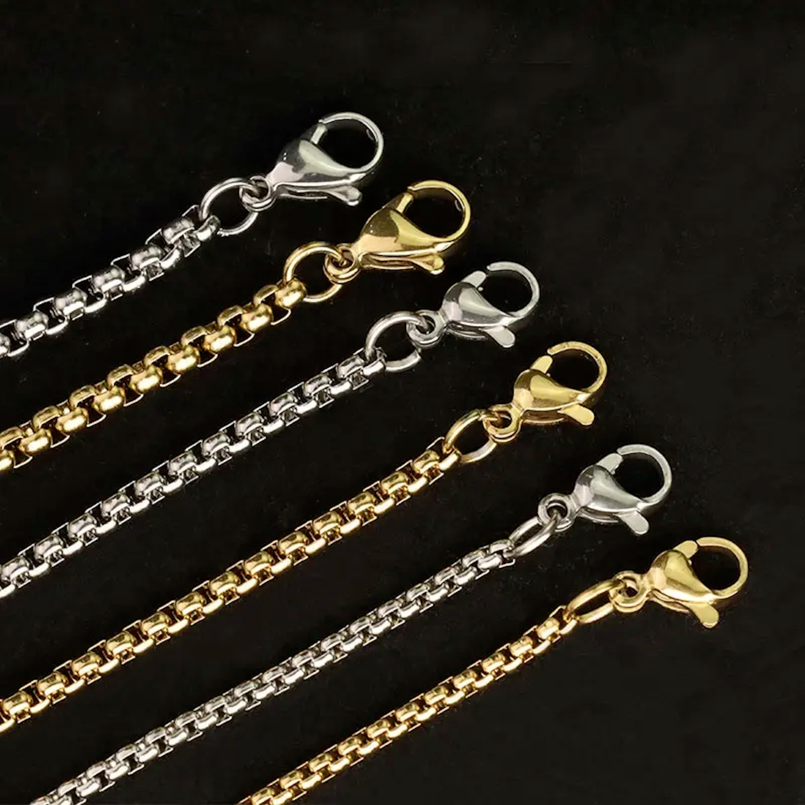 18K Gold Filled Stainless Steel 4MM ROLO Curb Cable Box Chain Necklace #44
