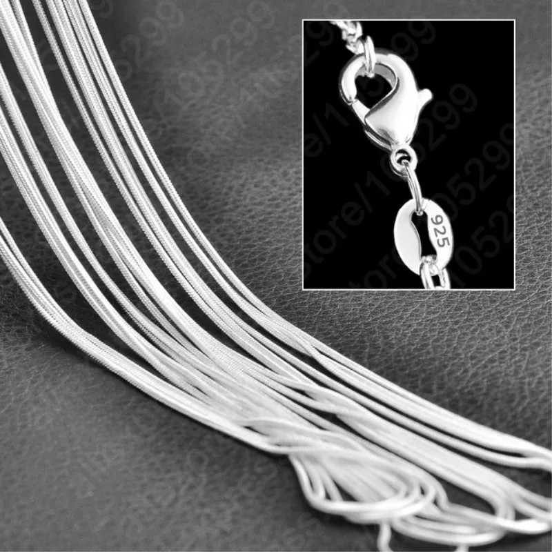 925 Sterling Silver 1mm Snake Chain Necklace 18 20 24 Inch