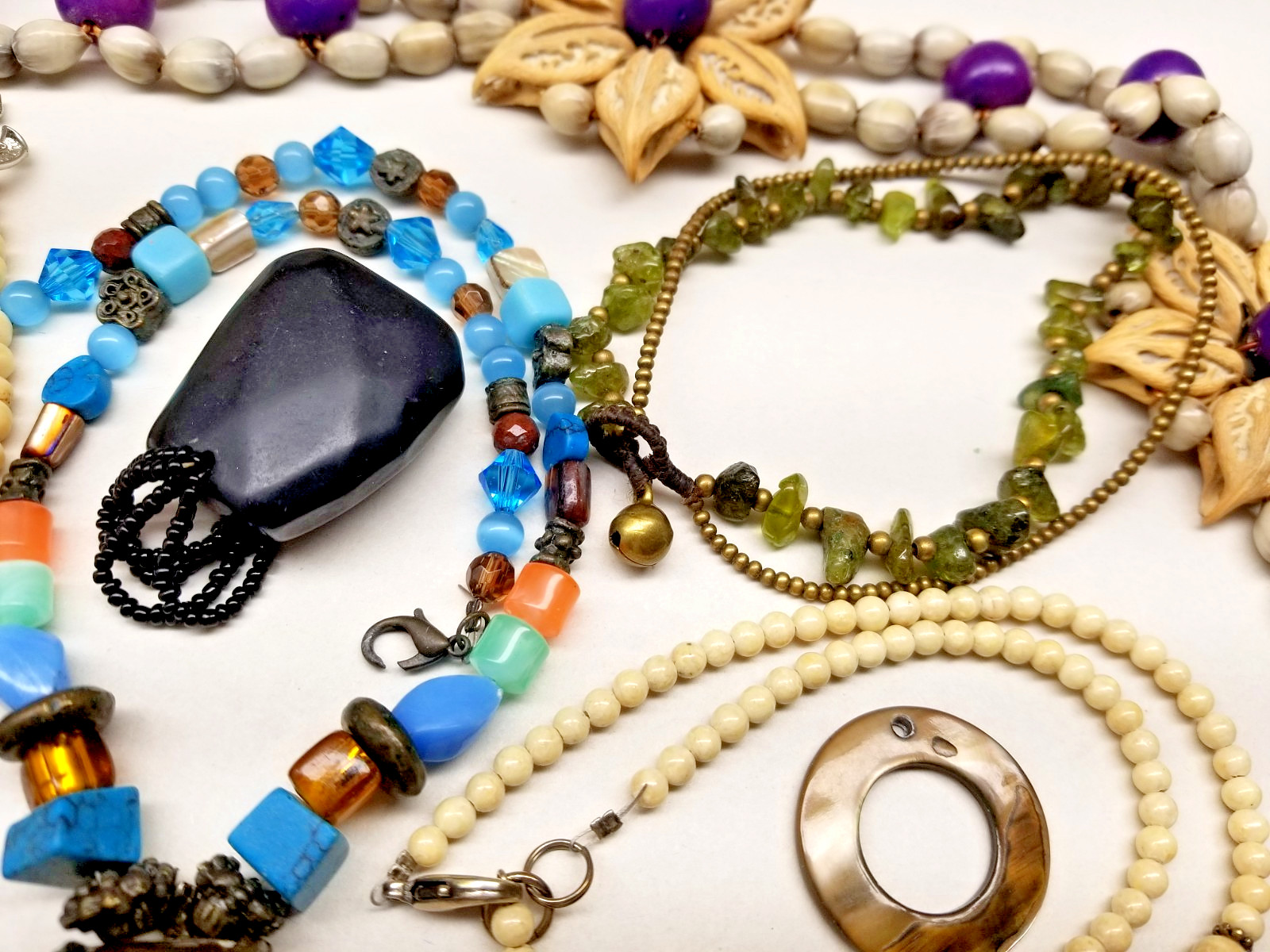 Boho Tribal Jewelry Lot Some Broken Damaged For Crafting Beaded Necklace AS IS