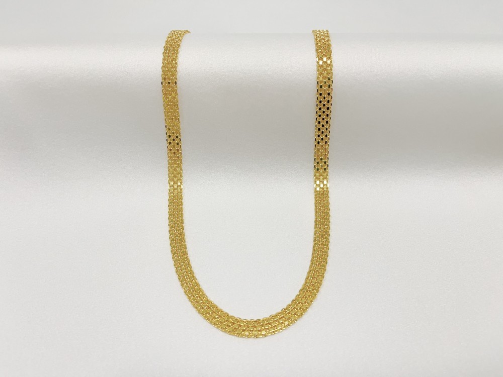 Solid 18K Yellow Gold Vintage Multi Layer Wide Necklace Chain 8mm 22in men/women