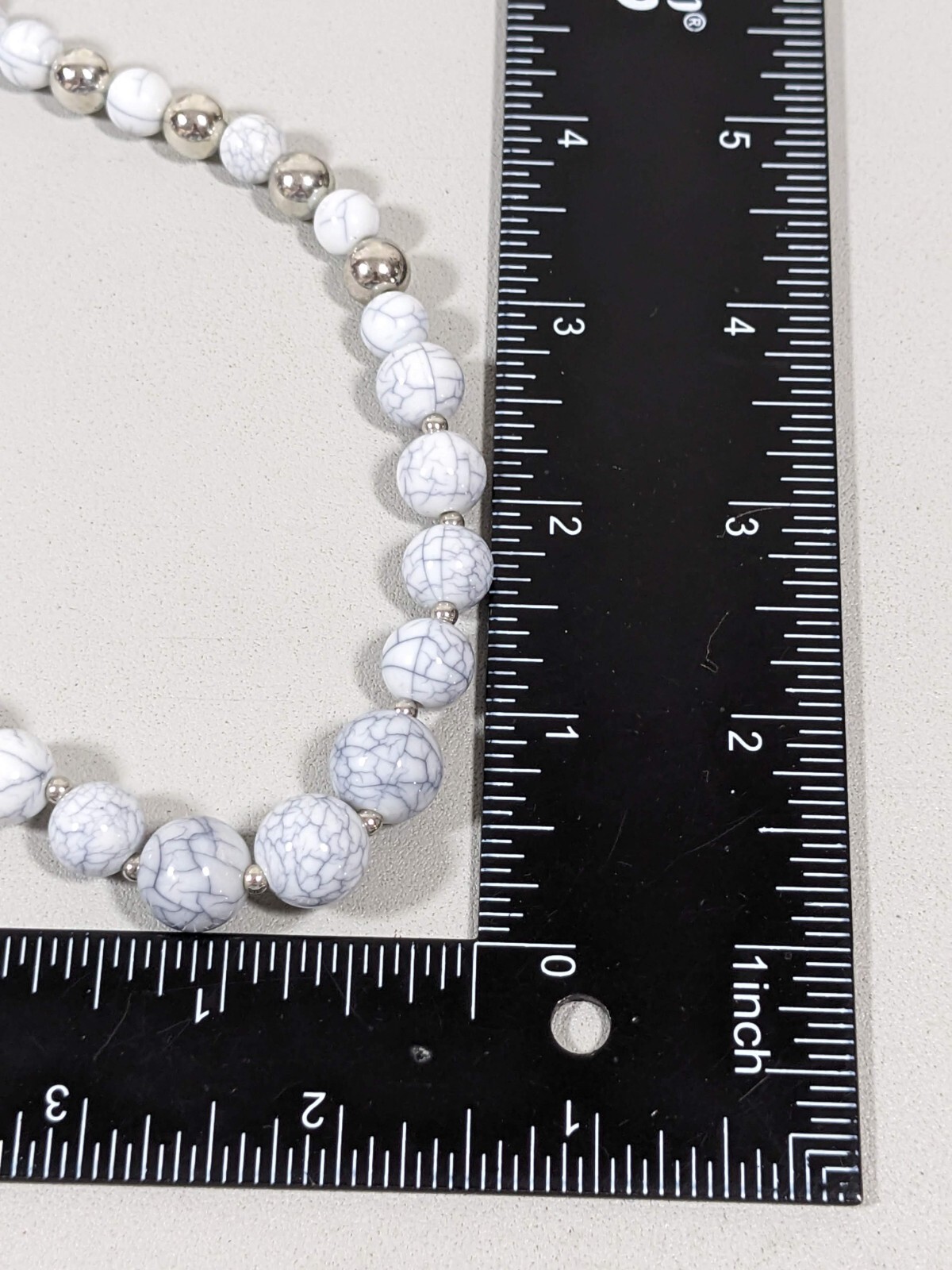Charming Charlie Gray White Beaded Double Layered Statement Necklace 18.5 in