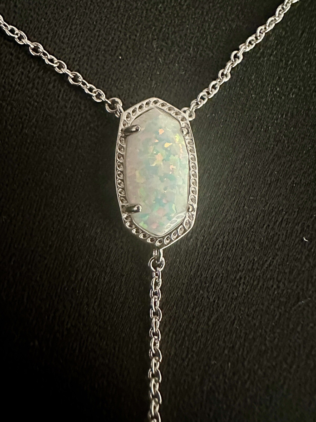 Kendra Scott Ellison Y Necklace White Kyocera Opal/ Rhodium