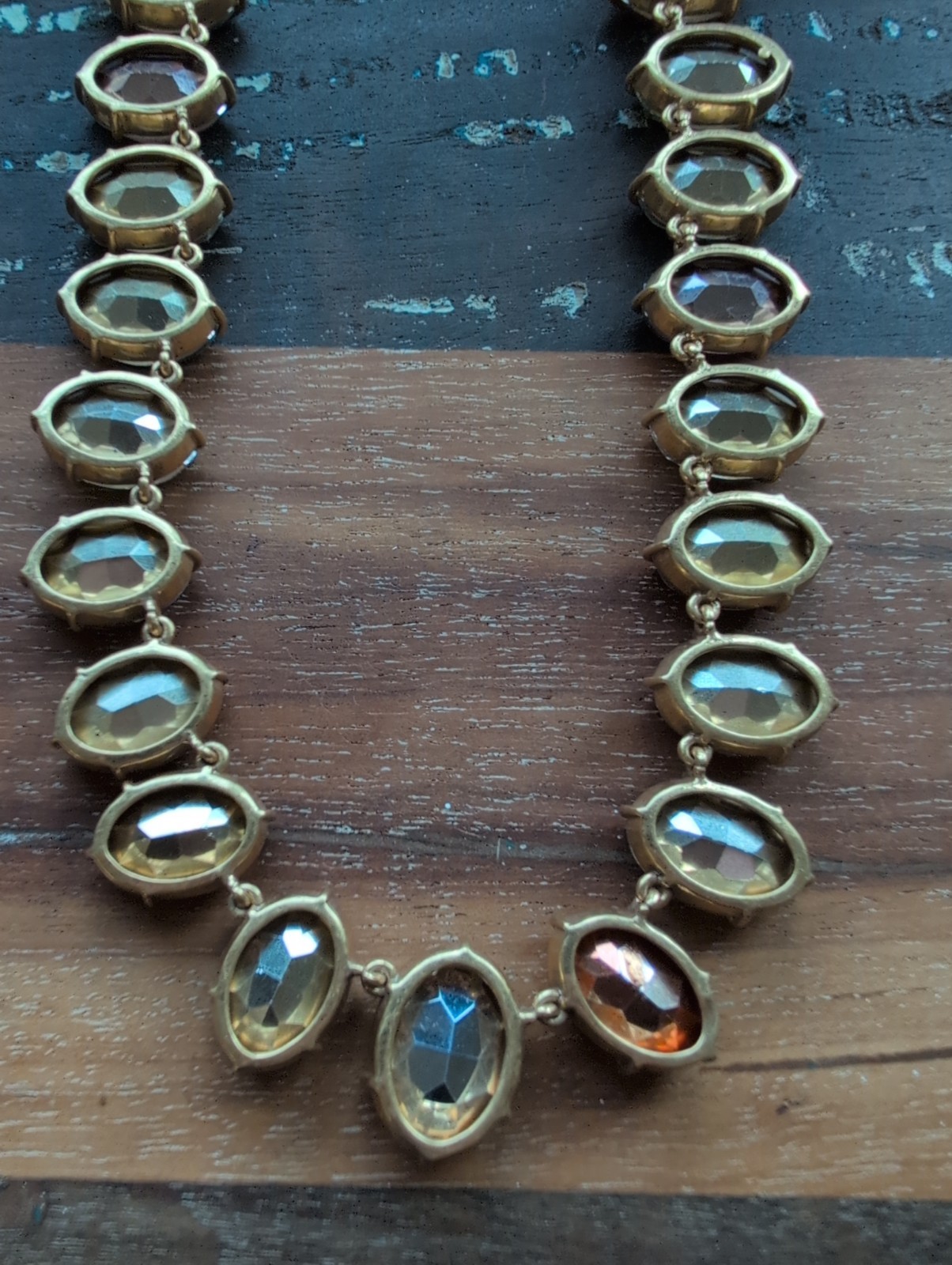 J CREW PASTEL RAINBOW OVAL CRYSTALS NECKLACE