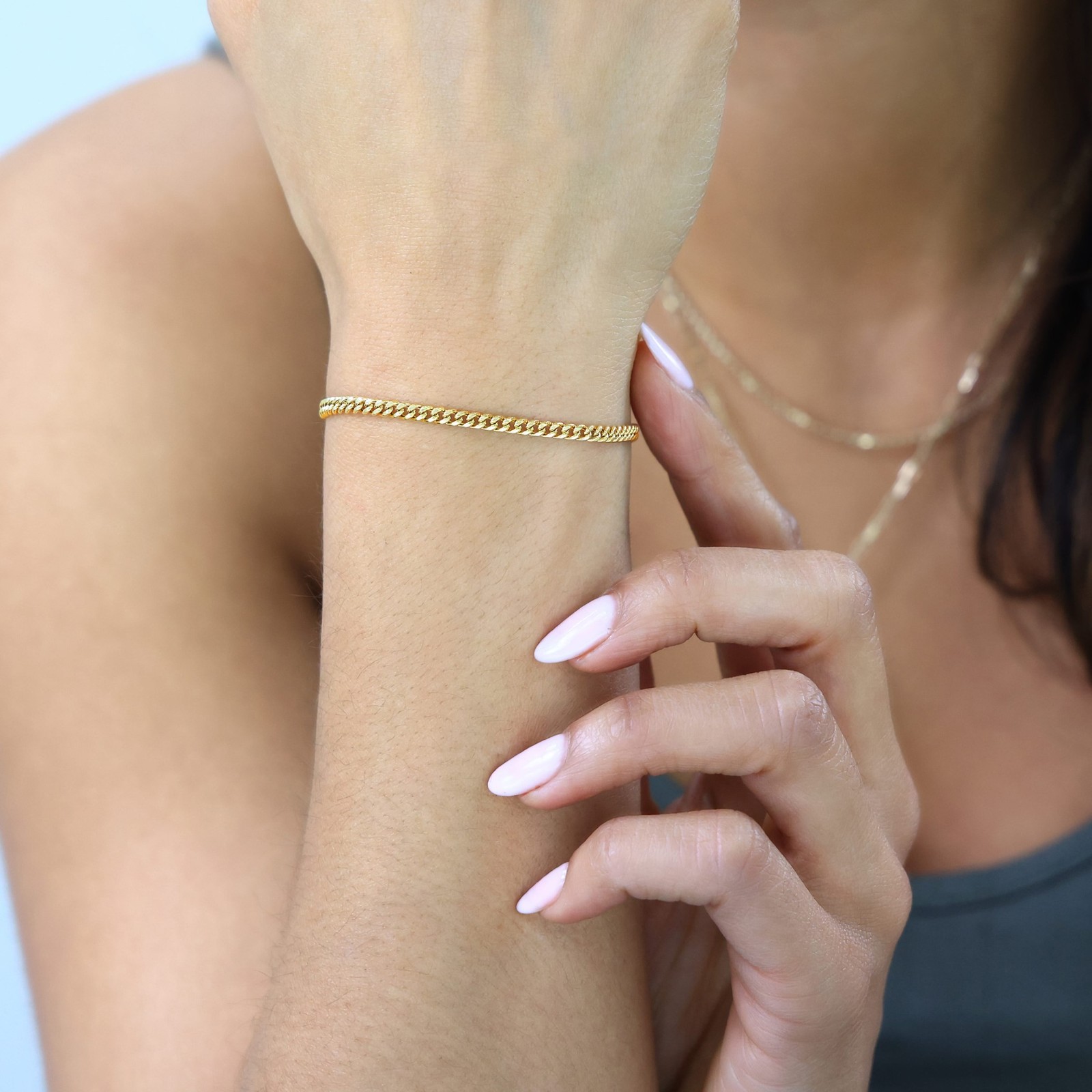 10K Yellow Gold 3mm Miami Cuban Link Chain Bracelet Men Women 7″ 7.5″ 8″ 8.5″ 9″