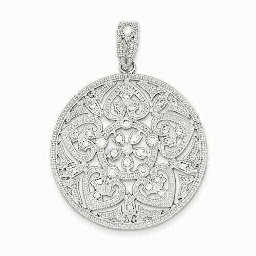 4TCW Round Cut Simulated Diamond Cluster Pendant 14k White Gold Plated