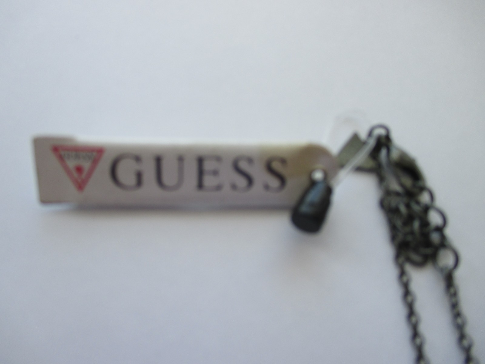 GUESS Silver Tone, Dark, Triangle Shape Necklace, New with Tag, 10 in. Chain