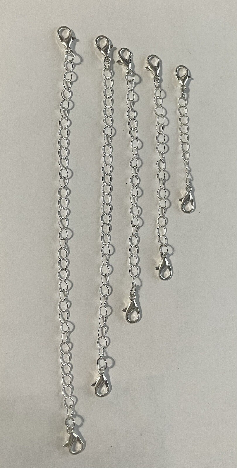 5 Pcs Jewelry Extension Chain Necklace Extender – Free Shipping -Silver Tone