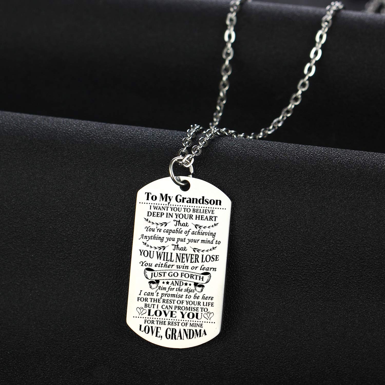 YEEQIN Grandson Necklace – Love Dog Tag Believe 5cm * 2.8cm, Silver