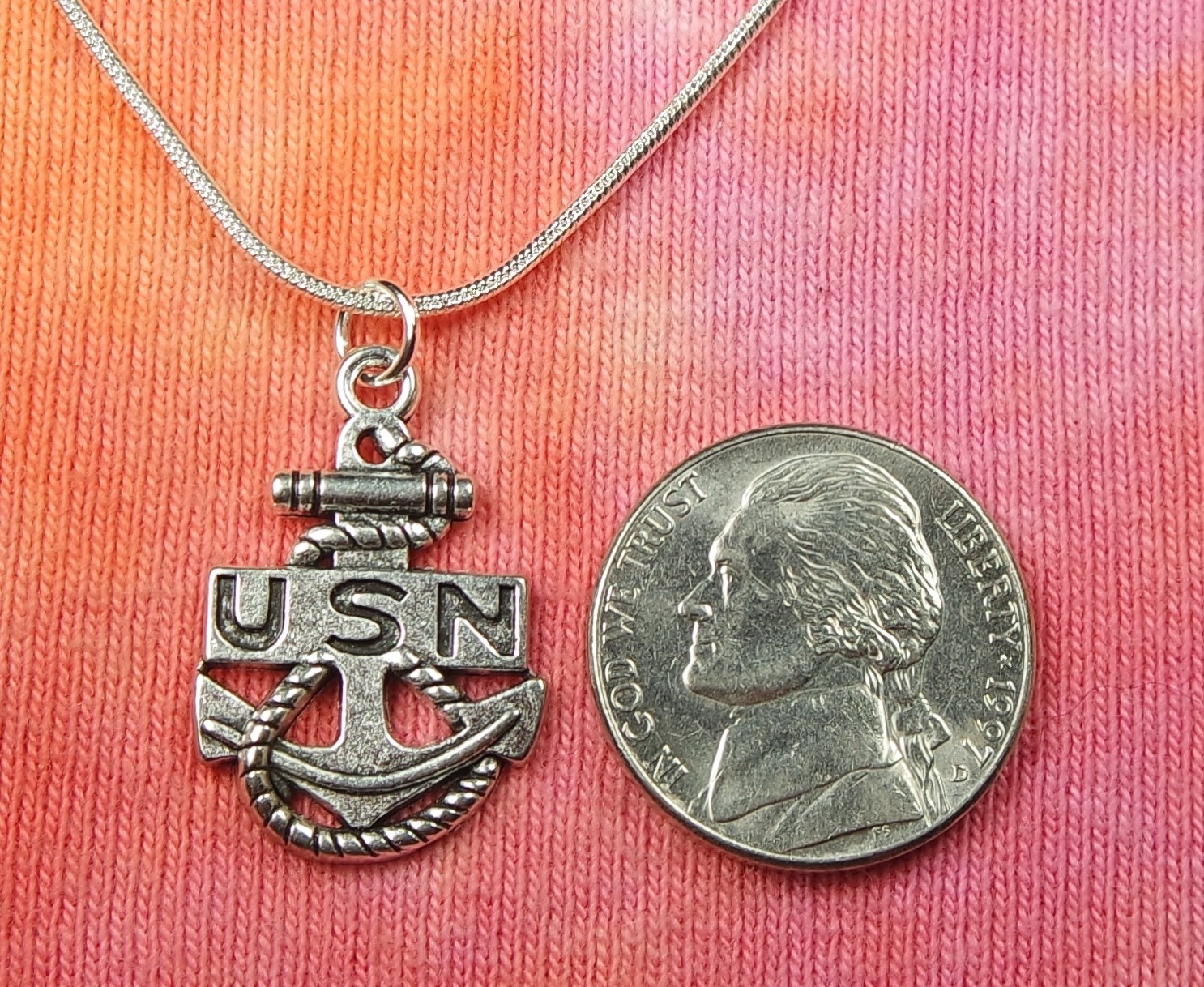 USN Anchor Necklace United States US NAVY Military Service Charm Pendant gift nb