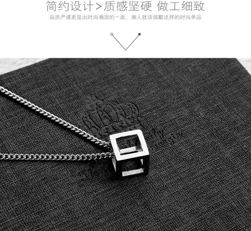 Fashion Teen People Simple Stainless Steel Geometry Charm Cube Pendant Necklace