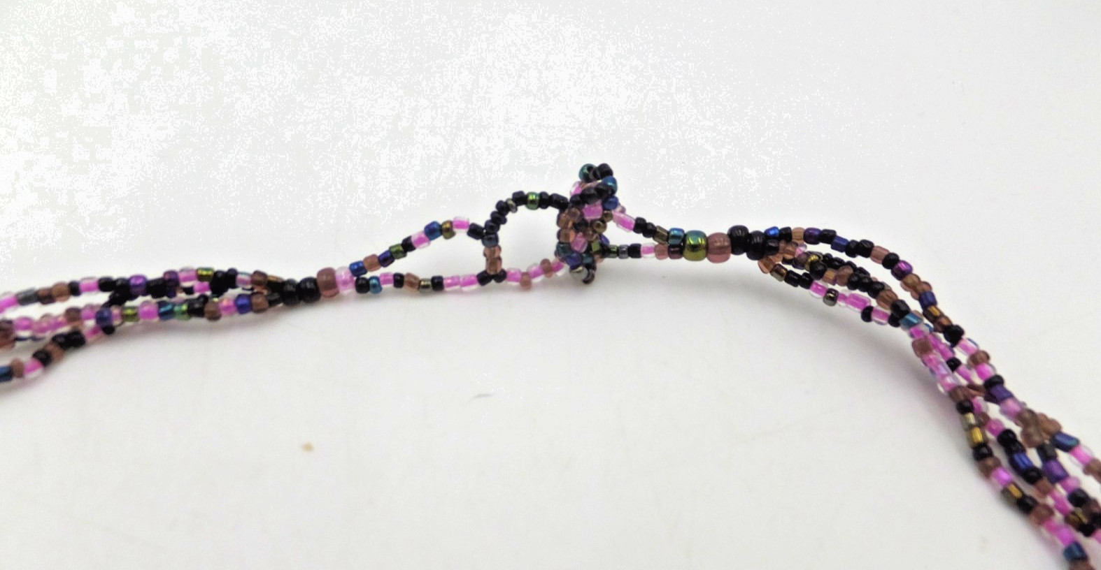 Purple Themed Multi Strand Beaded Necklace, 21 or 22 Inches, Unknown Maker
