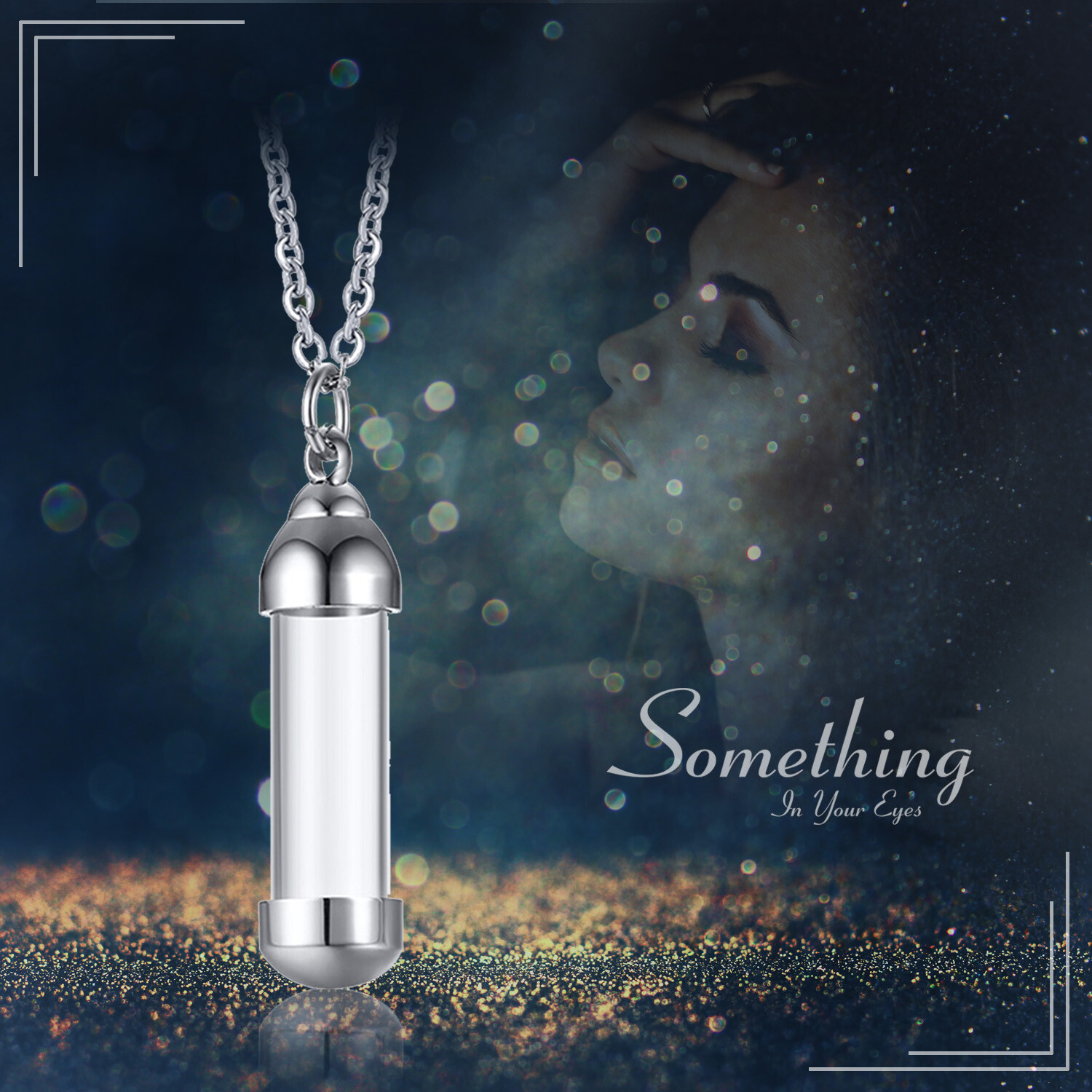Cylinder Ashes Urn Necklaces Glass Tube Vial Creamation Locket Pendant Keepsake