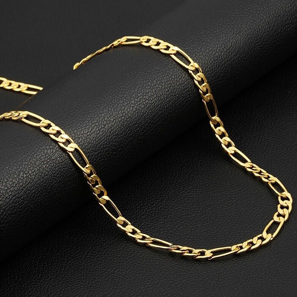 High-End Premium 14K Stamped Gold plated 4~10mm Brass Figaro Chain Necklace