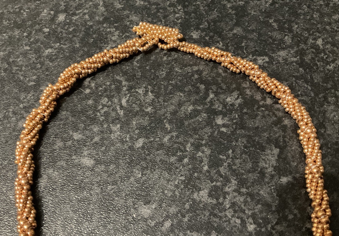 Preloved Boho Seed Beaded Strand X 2 Necklaces Beige Gold Handmade, 46/48cm