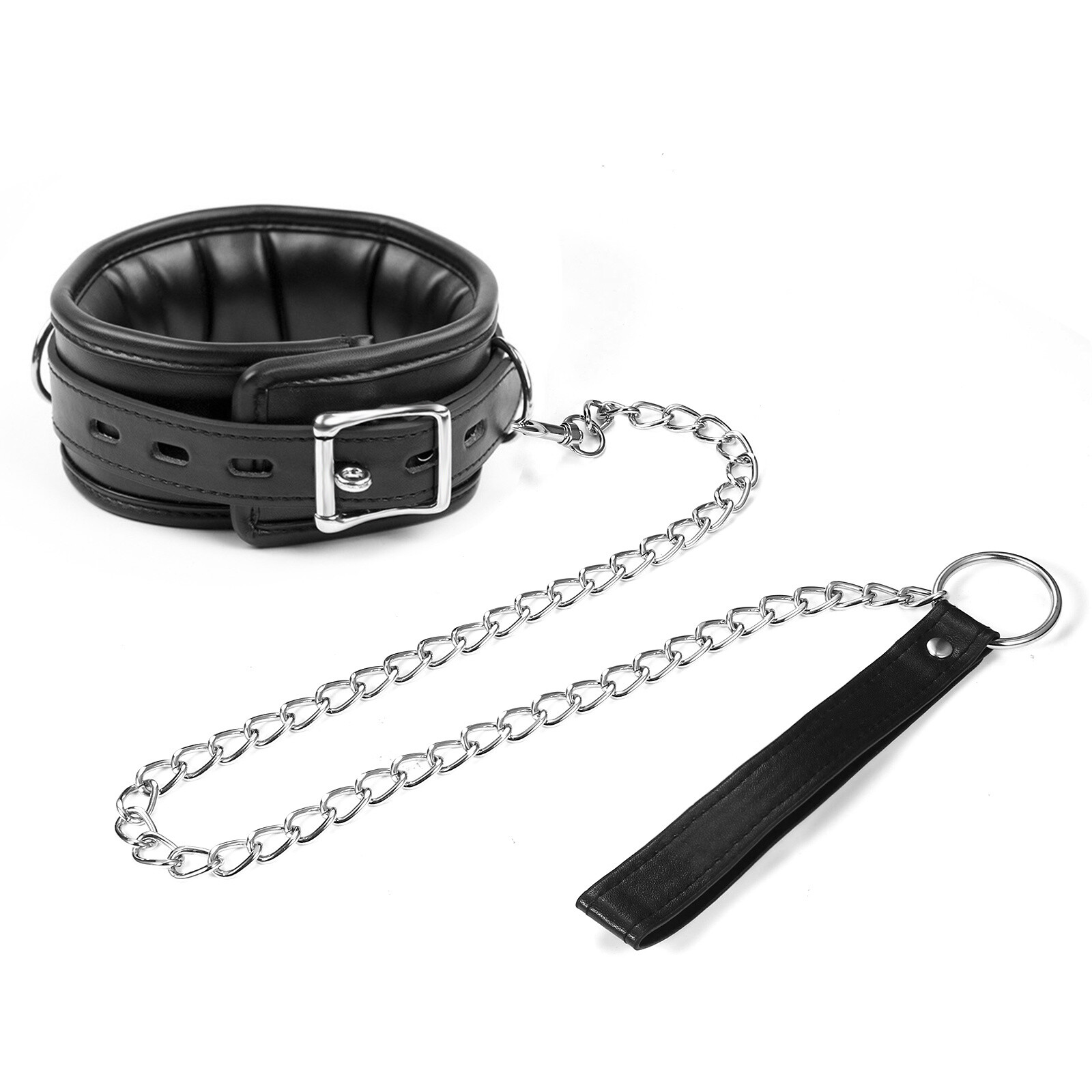 Gothic Leather Collars Choker with Chain Detachable Leash Rope Small Pet Collar