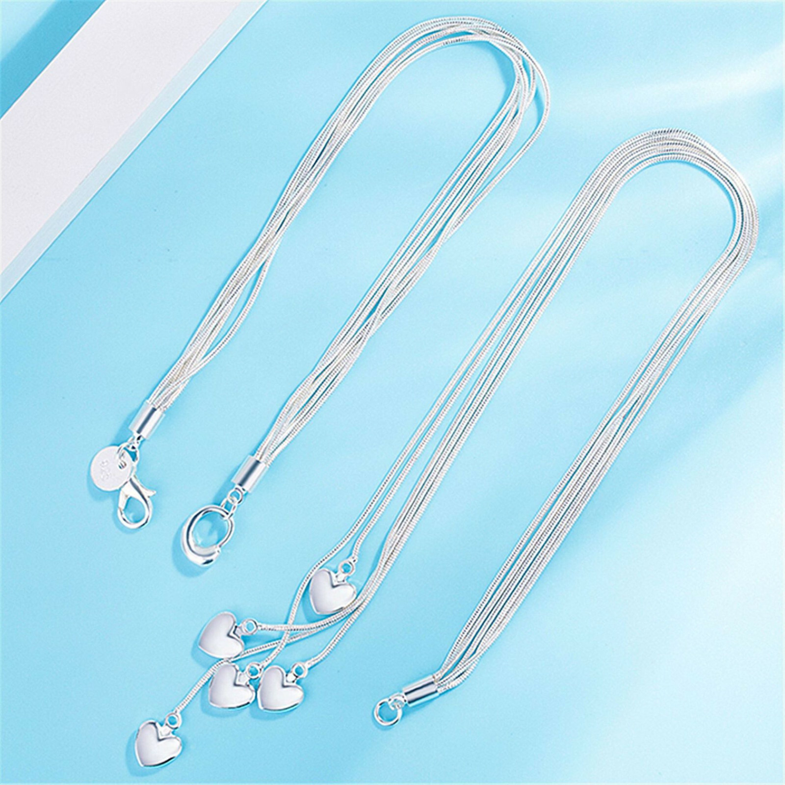 Multi Strand Necklace With Hearts Sterling Silver NEW LOWEST PRICE