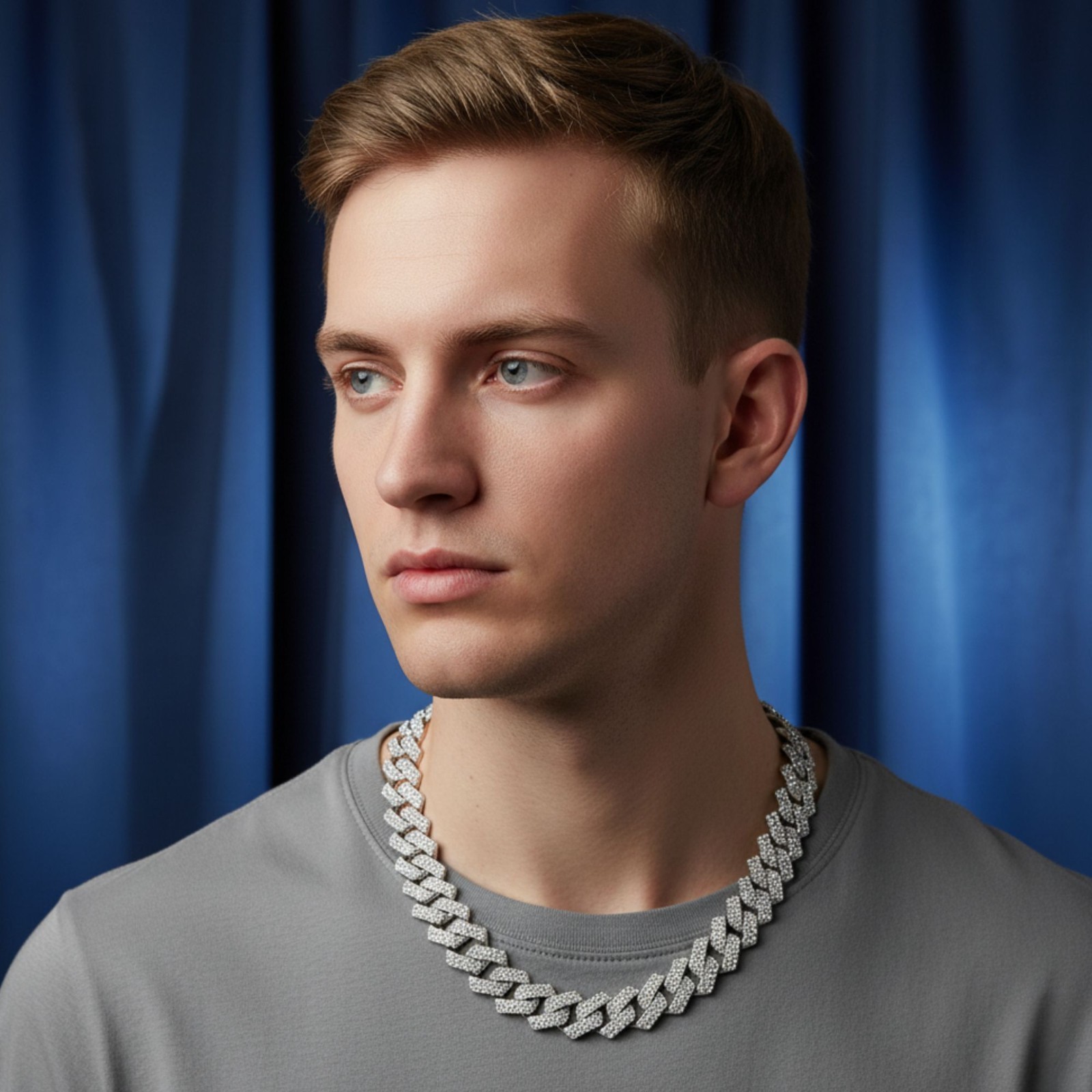 14mm Miami Iced Prong Cuban Link Curb Chain Rose Gold & Silver Necklace Gift