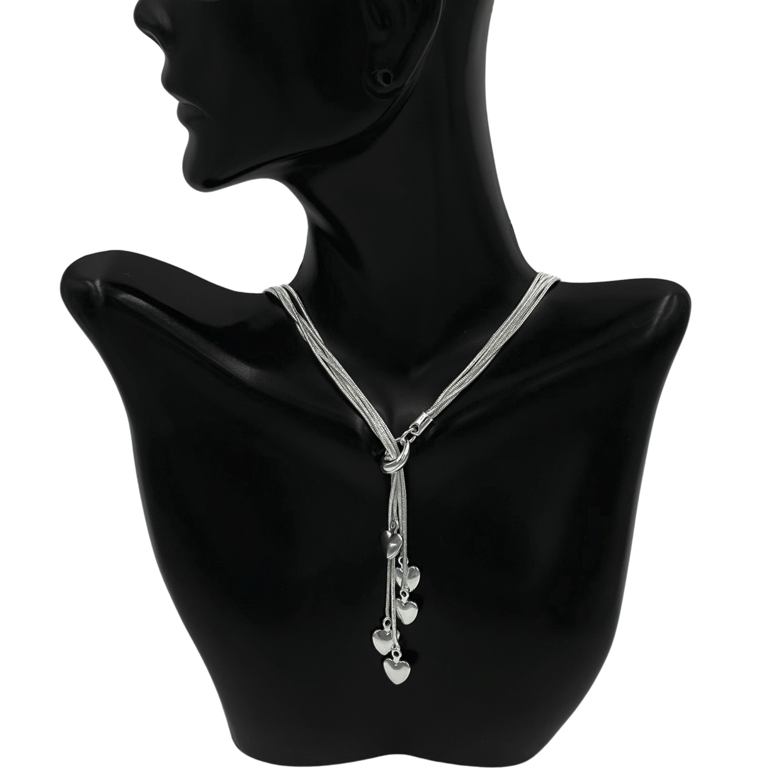 Multi Strand Necklace With Hearts Sterling Silver NEW LOWEST PRICE
