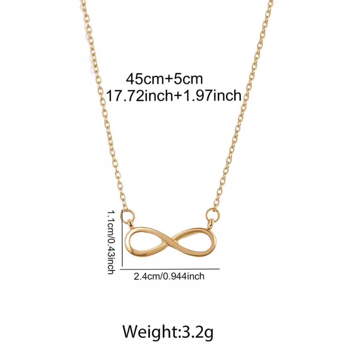Stainless stell Infinity Symbol 8 Character Pendant Necklace For Daily Wear