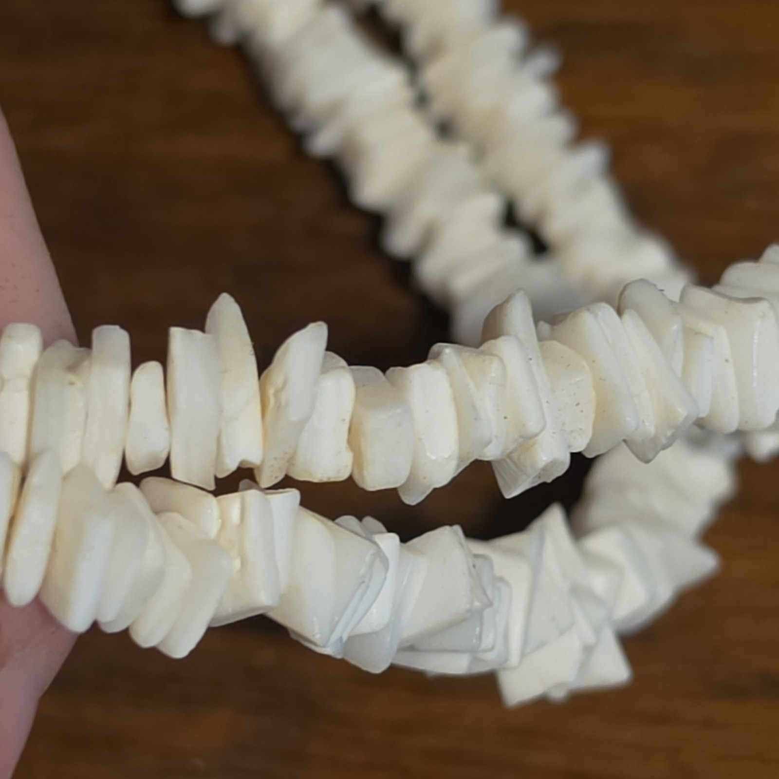 White Shell Chip Bead Strand Necklace, Beach Theme, Beaded, White