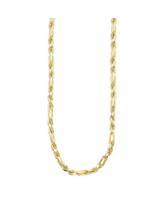 14K Solid Yellow Gold Figaro Rope Chain Necklace 4.3MM-6.5MM Italy Made