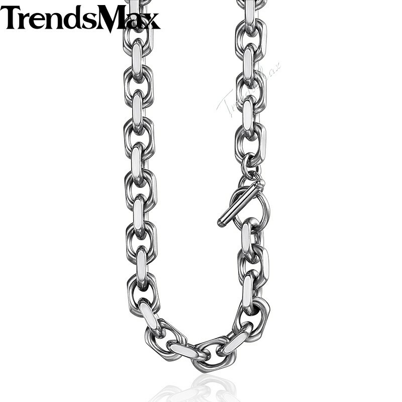 Toggle Necklace Cable Link Chain Necklace for Men Stainless Steel 18 20 24 26 in