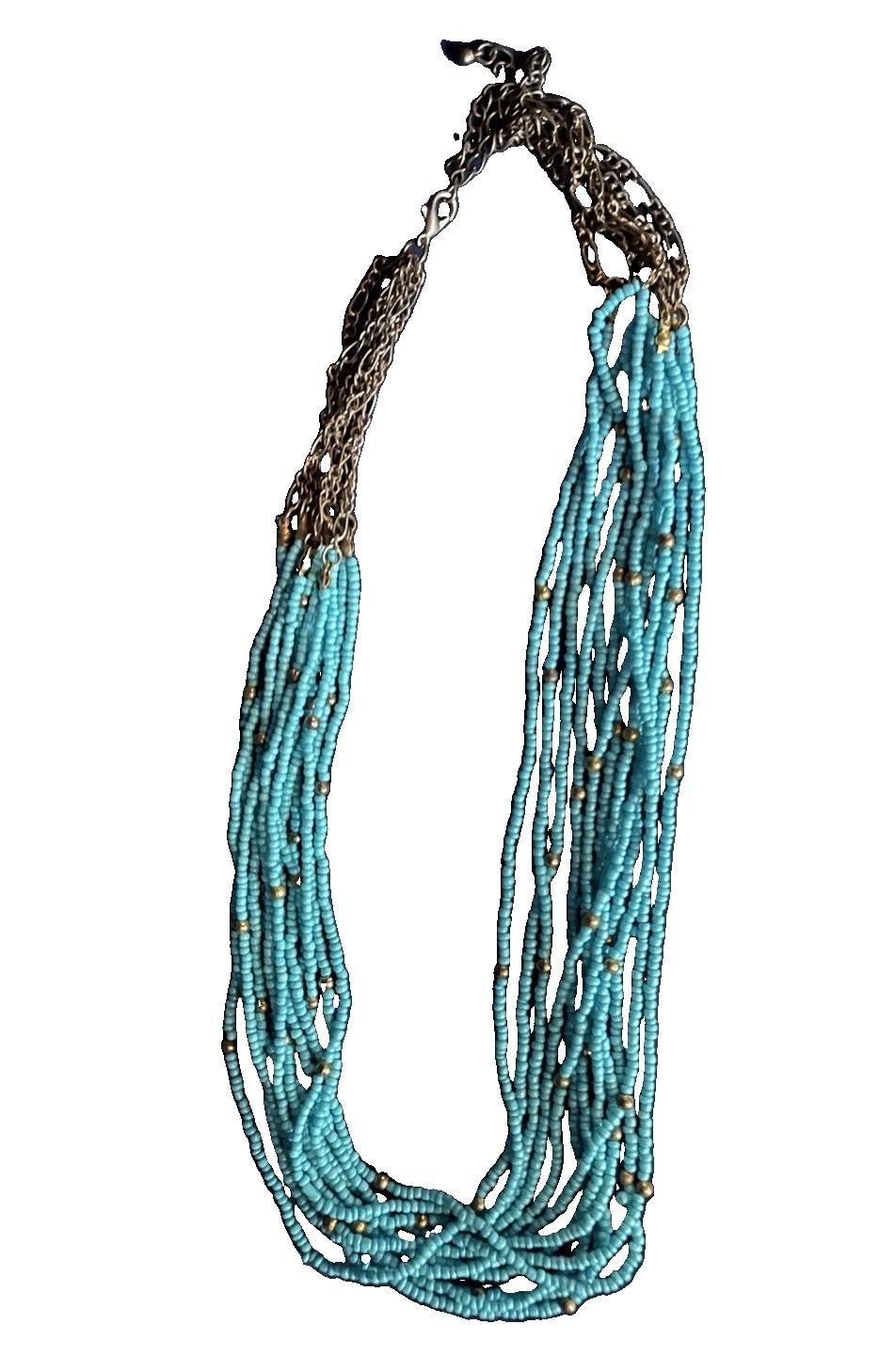 Lot of 2 Blue Turquoise Multi Strand Statement Necklaces Floating Wire Boho Set