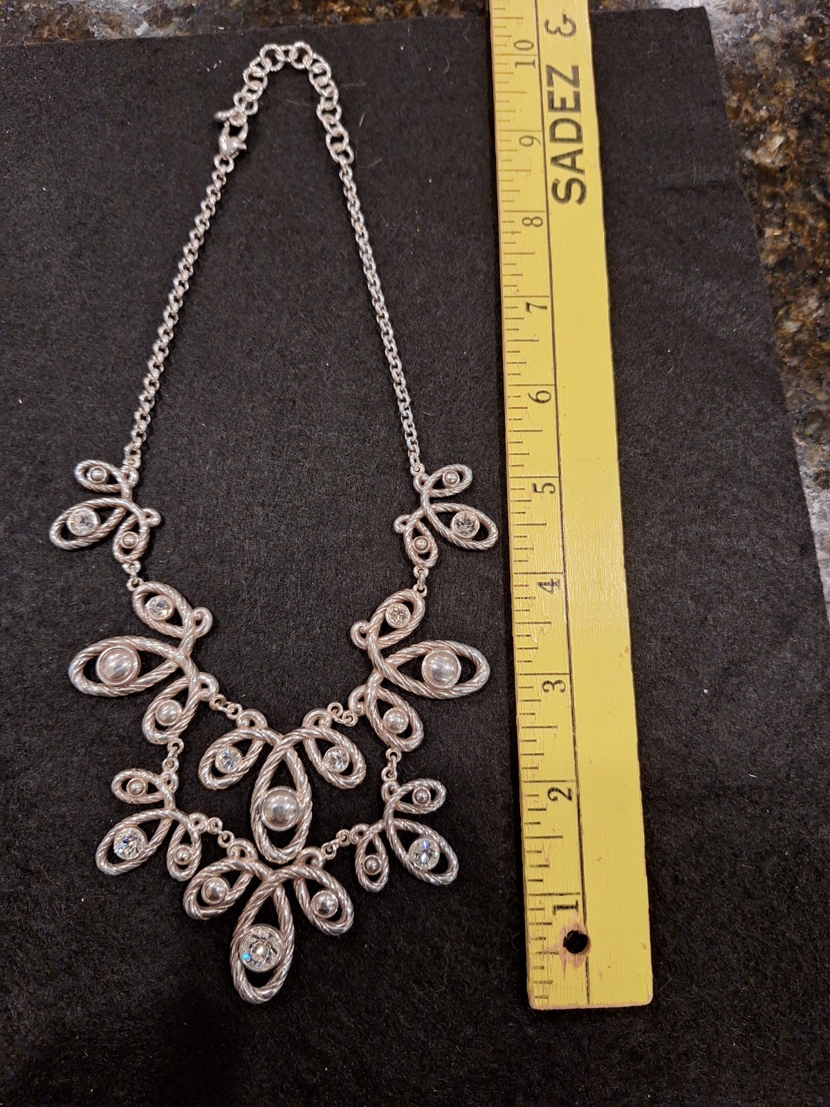 Brighton Silver Plated Clear Crystal Love & Hearts Statement Cable Necklace