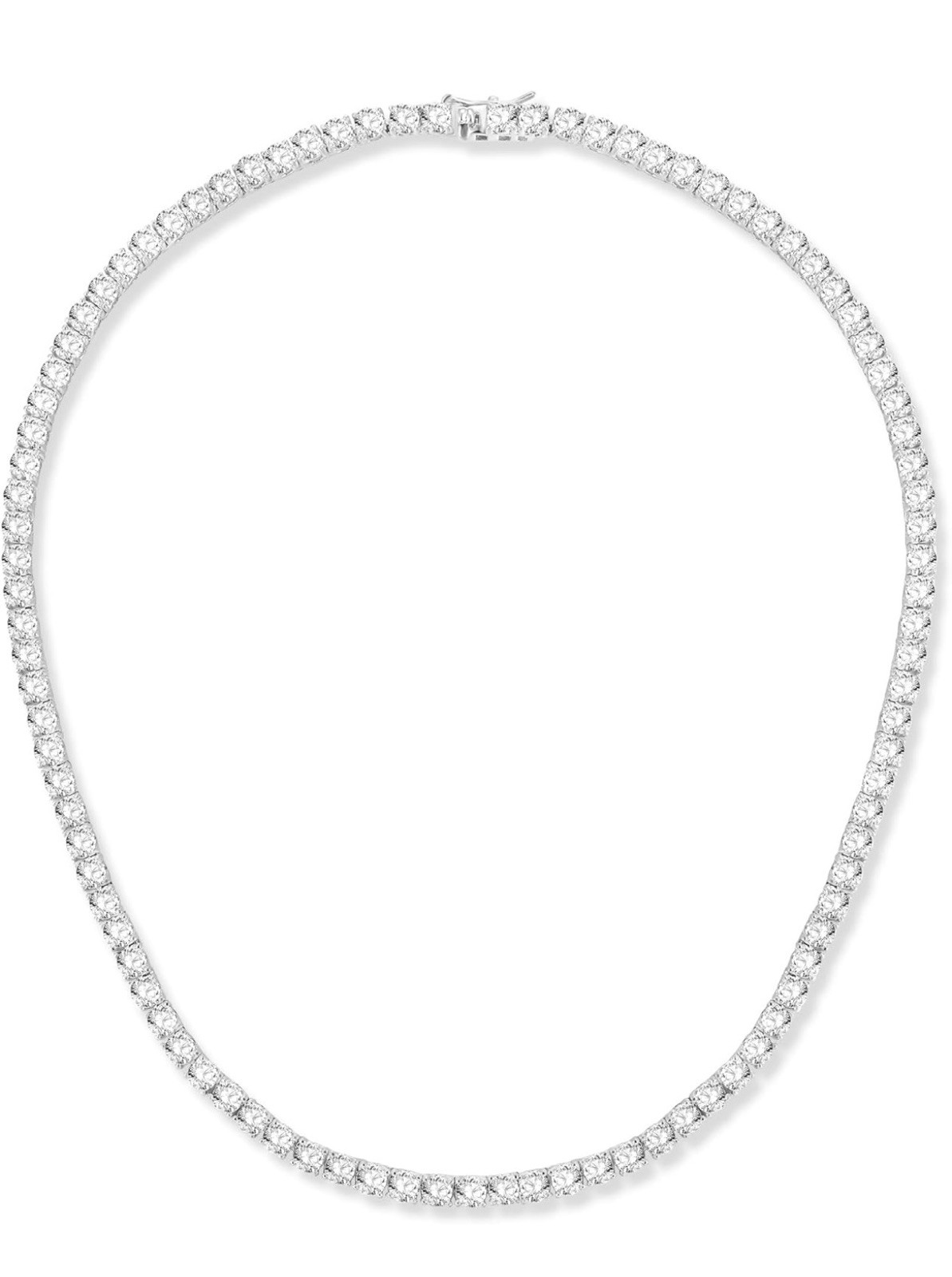 Gemsme 18K White Gold Plated 3.0mm Round Cubic Zirconia Classic Tennis Necklace
