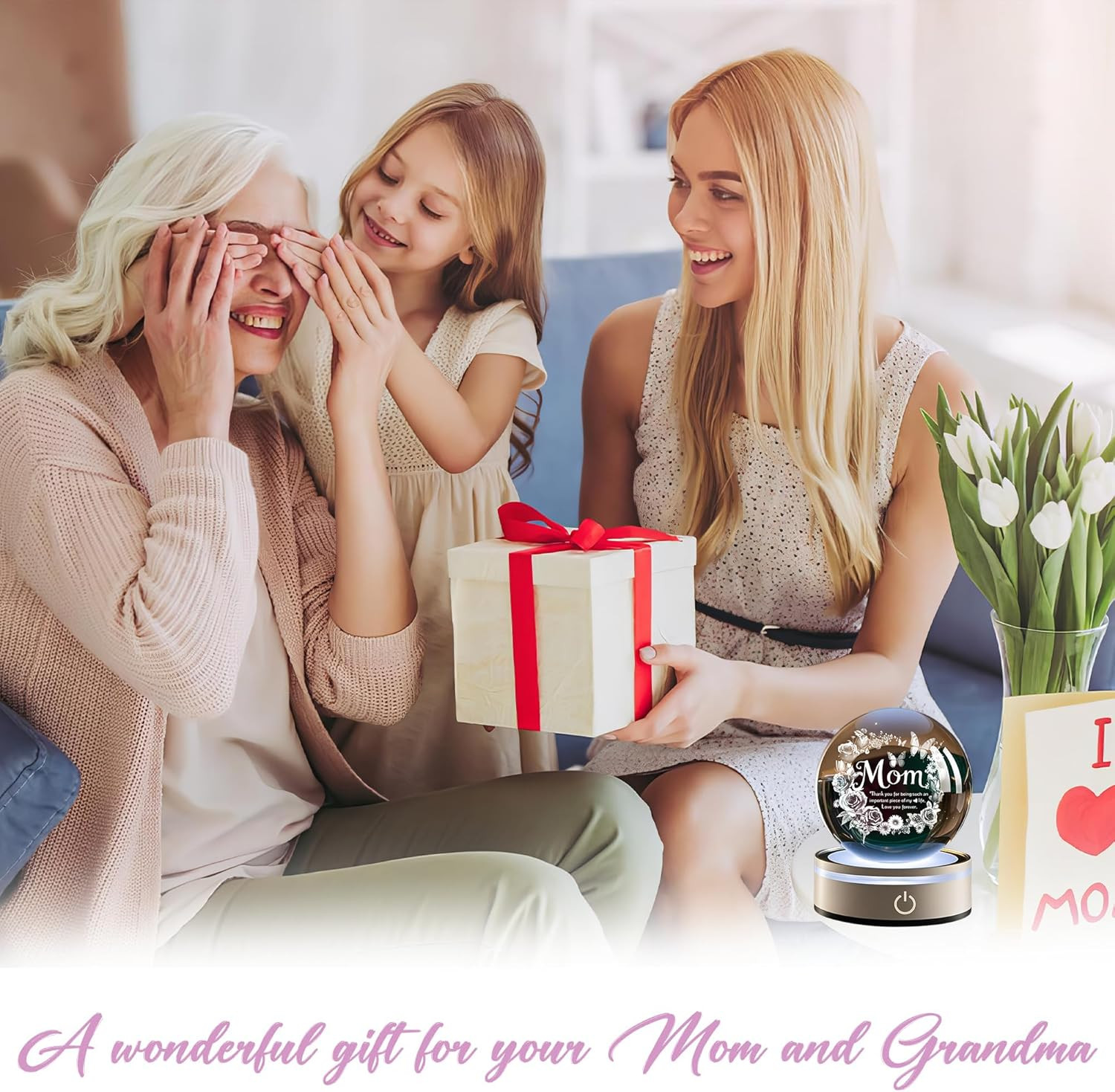 Mom 3D Crystal Ball Gifts for Mum Birthday Gift from Son, Daughter – Fun Chri…