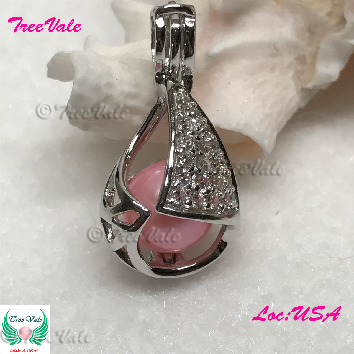 Forever Crystals Teardrop – 925 Sterling Silver – Pearl Cage Pendant- Hold 6-8mm