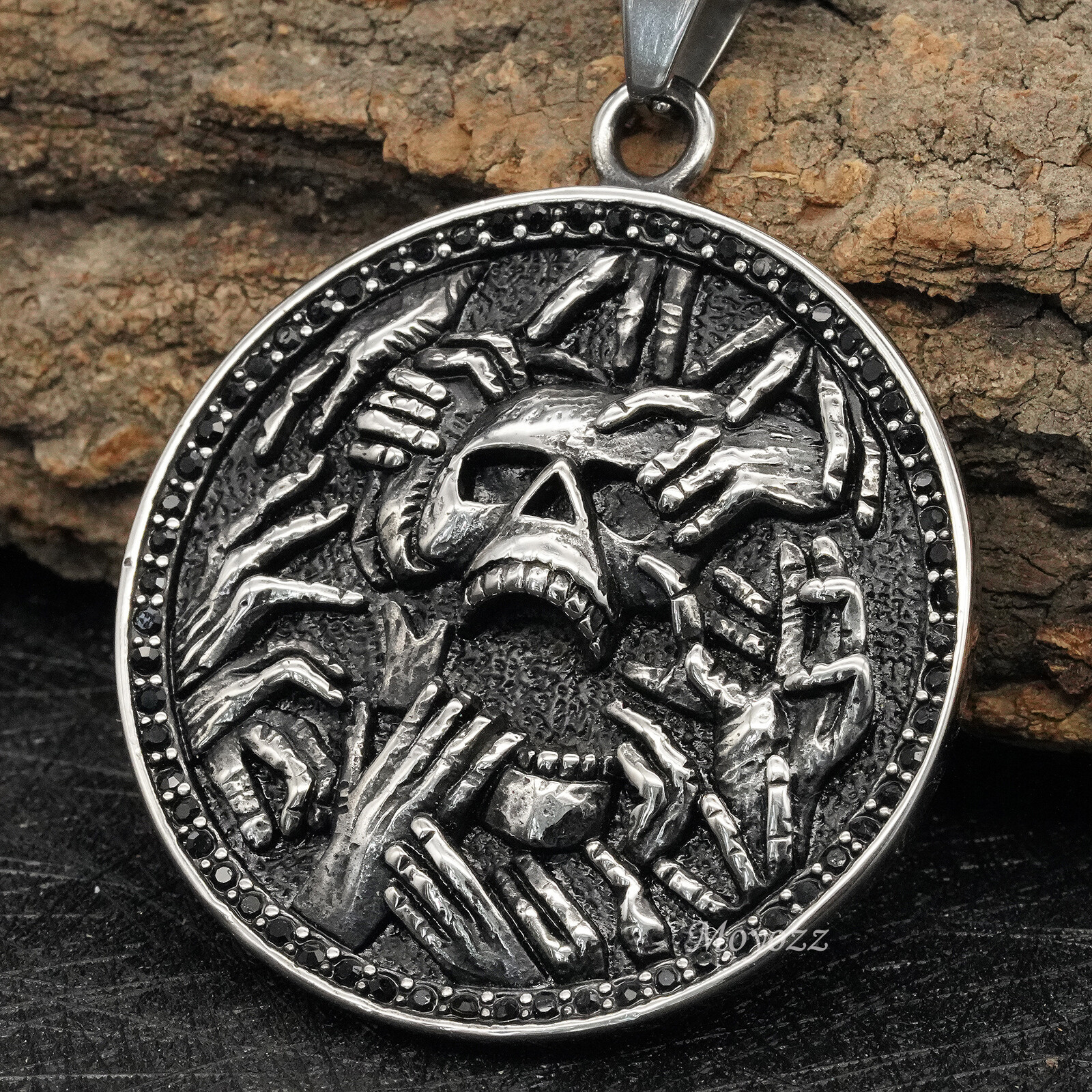 Gothic Mens Biker Skull Pendant Necklace Men Stainless Steel Chain Silver Gift