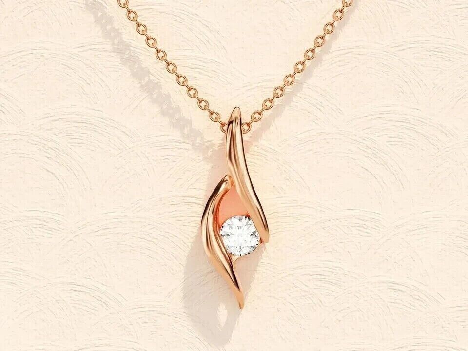 Round Cut Simulated Diamond Stunning Daily Wear Pendant 14K Rose Gold Plated