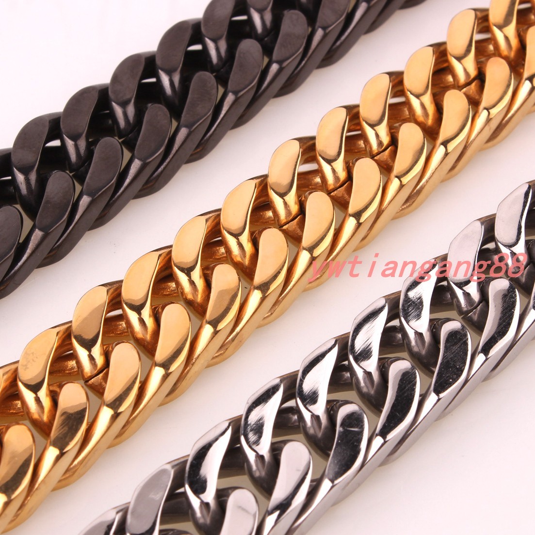 10/12/14/17mm Heavy Men’s Chain Stainless Steel Curb Cuban Necklace or Bracelet