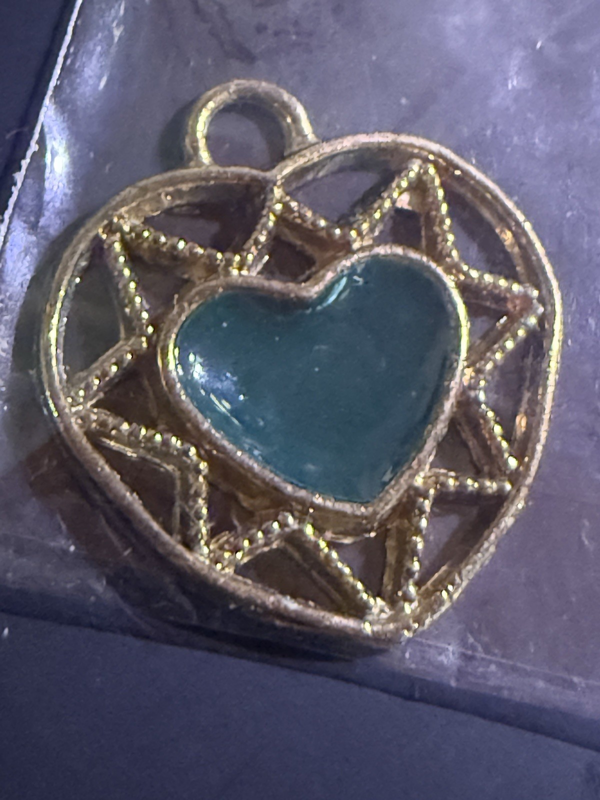 Filigree Gold Heart with Green Stone (MadMen)