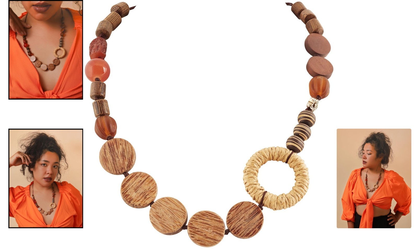 Nature-Inspired Vintage Necklace – Handcrafted Wooden Beads for Unique Style