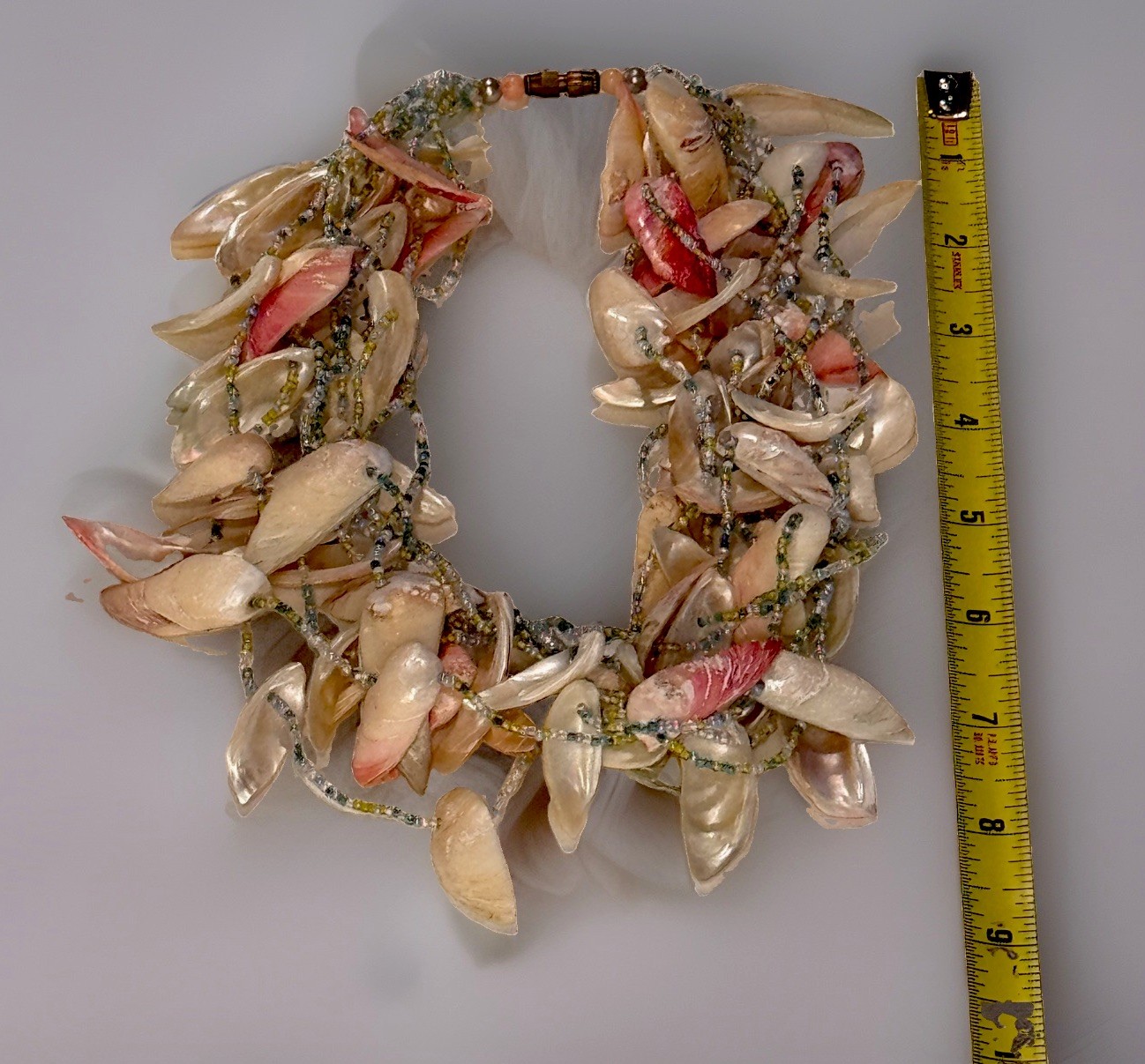 Vintage 9″ Sea Shell Statement Collar Necklace Colorful Beach Boho Chic Style
