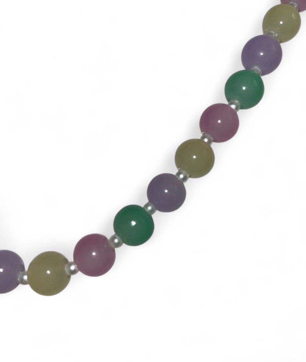 Multicolor Beaded Necklace Round Beads Cable Chain Lobster Clasp Adjustable