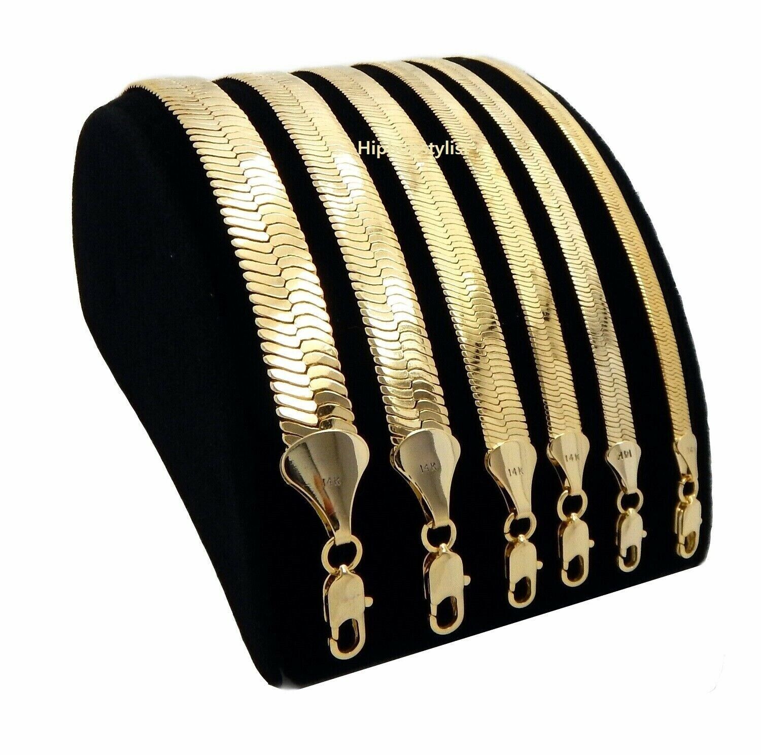 Unisex Herringbone Chain 14k Gold Plated 3mm to 11mm 8″ 16″ 18 20 24 30 Necklace