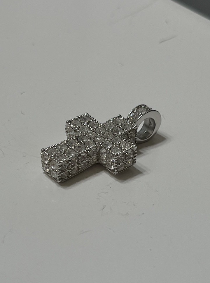 Swarovski Crystal Pavé Cross PendantSilver Toned – Clear Crystals