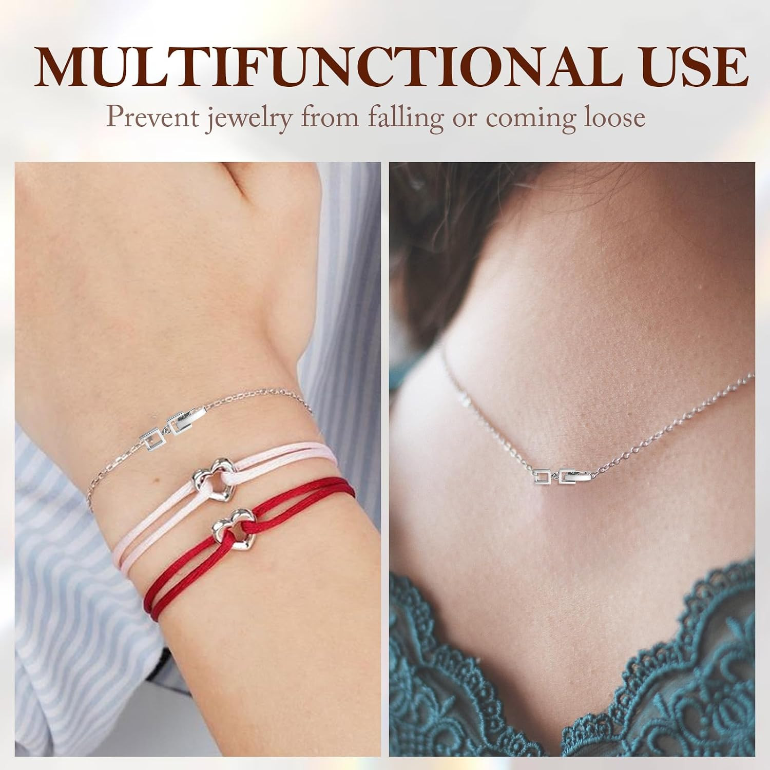 3 Pcs Bracelet Extender Silver Necklace Extender Silver Jewelry Clasps Women Fol