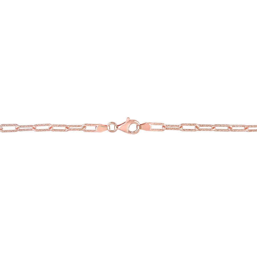 AMOUR 3.5mm Fancy Paper Clip Chain Necklace In Rose Plated Sterling Silver, 16