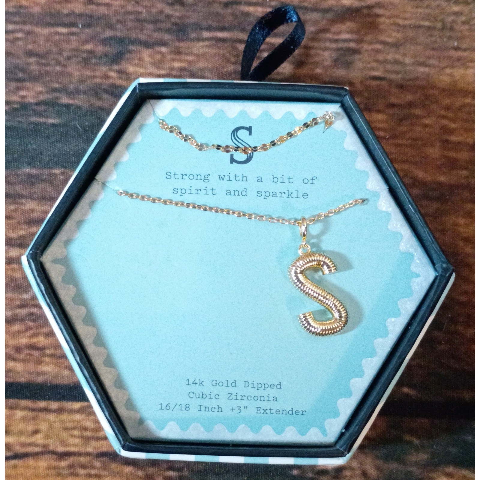 A New Day 14k Gold Dipped Initial S Cubic Zirconia Pendant Necklace NIB