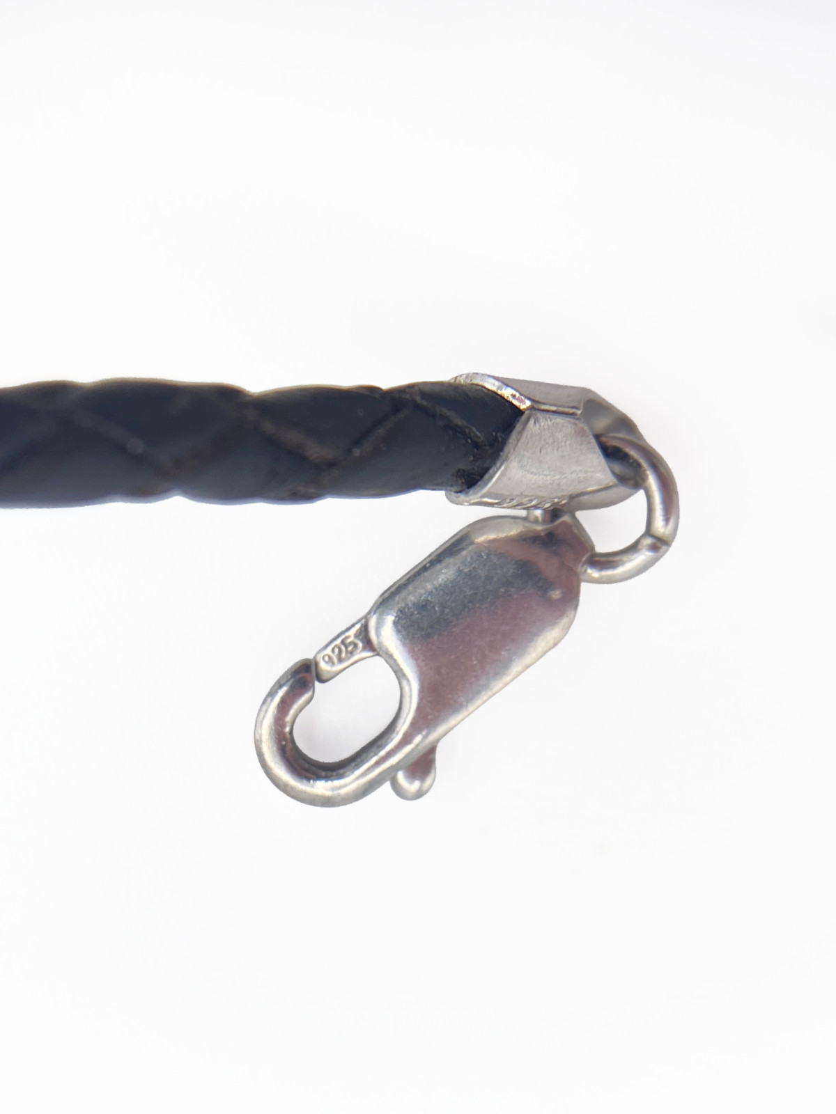 Dark Brown Braided Leather Cord Necklace 16in 3mm 925 Sterling Clasp