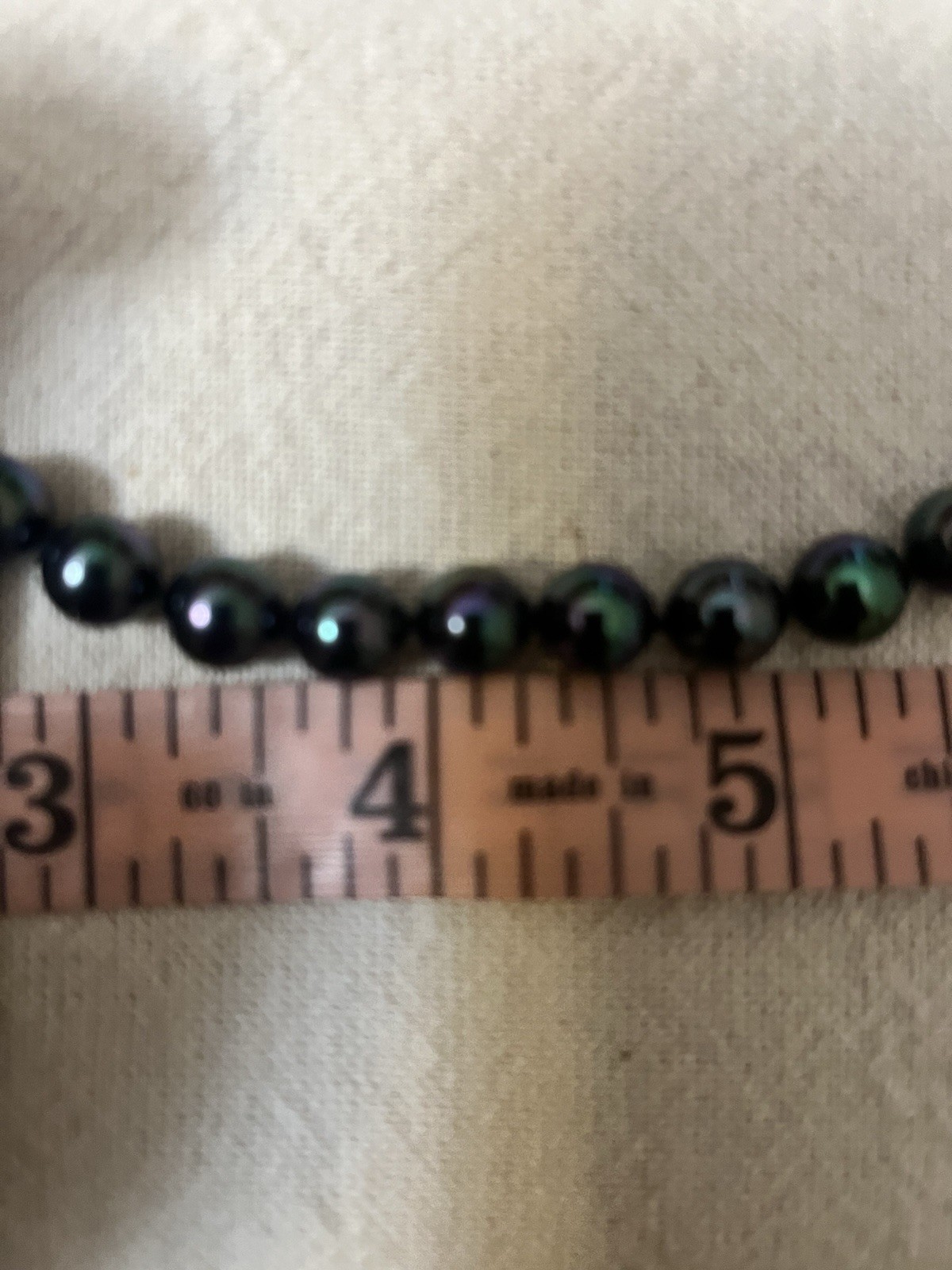 Vintage Majorica Black Peacock Pearl Necklace w/ Original Box & Paperwork. Spain