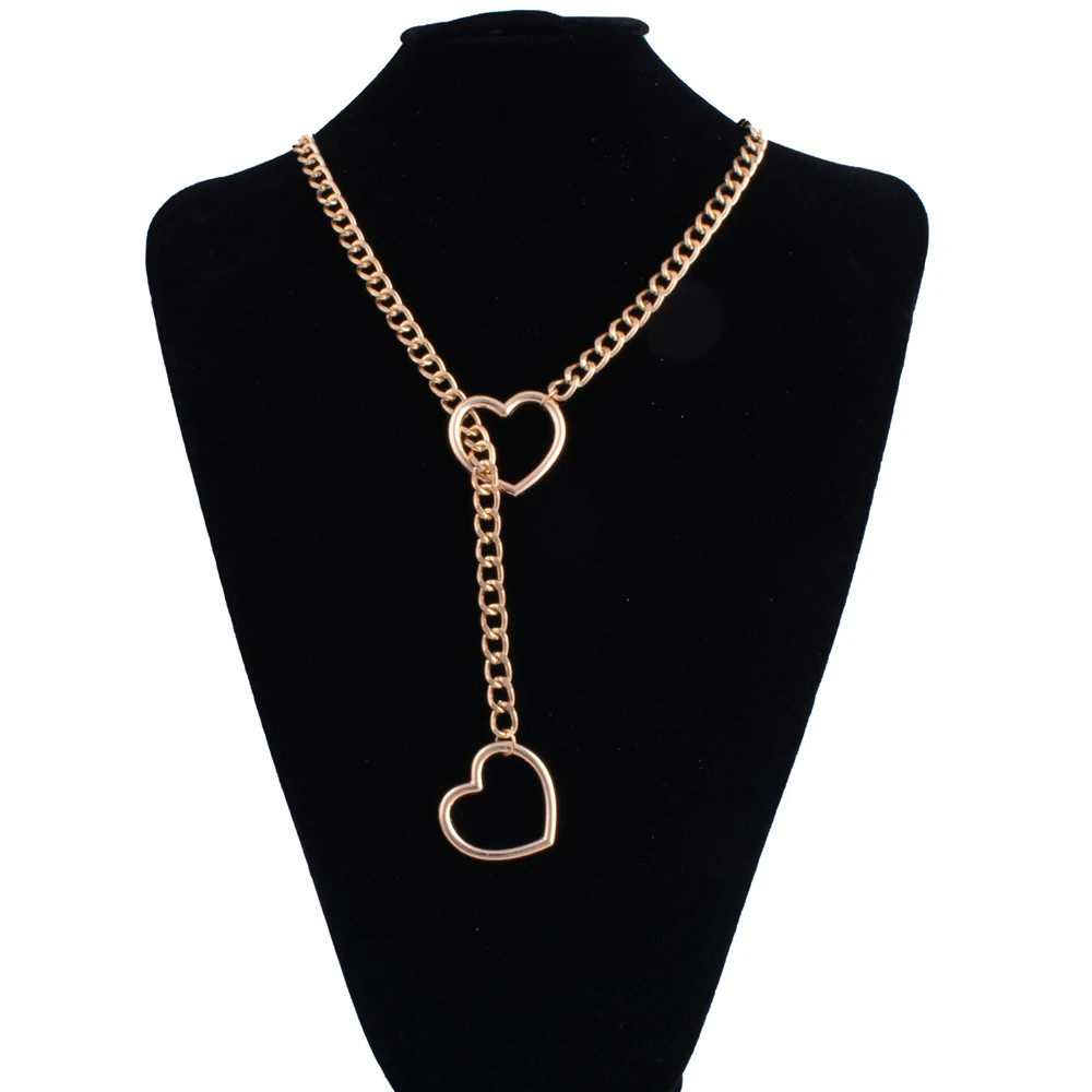 Heart Slip Chain Necklace For Women Punk Rock Long Chain Choker Goth Jewelry